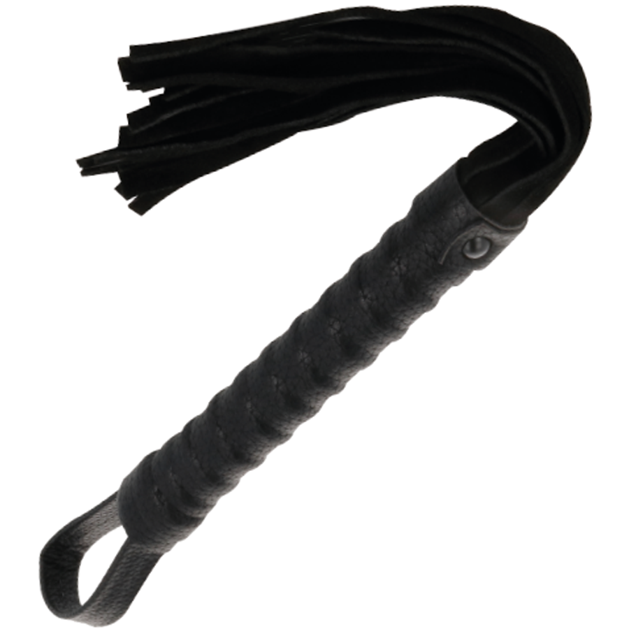 DARKNESS – BLACK BONDAGE WHIP WITH LEATHER HANDLE