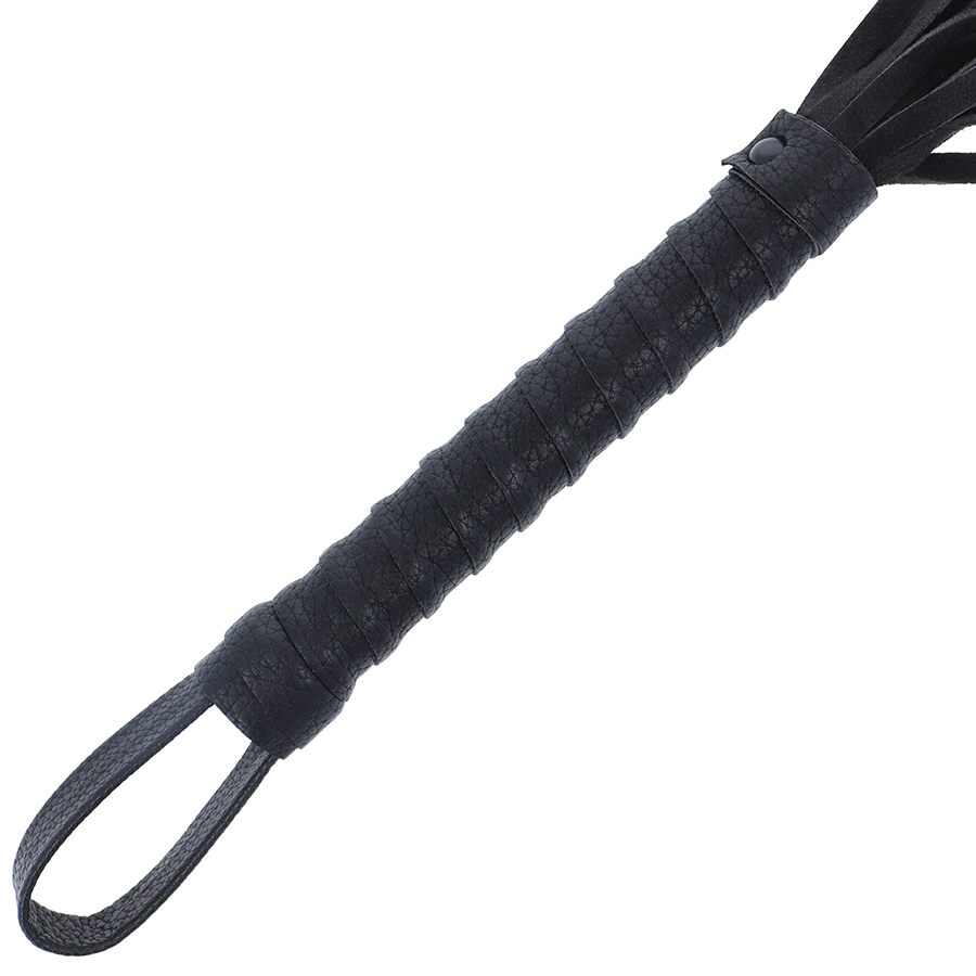 DARKNESS – BLACK BONDAGE WHIP WITH LEATHER HANDLE
