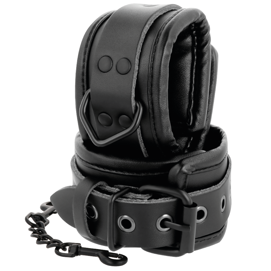 DARKNESS – ADJUSTABLE BLACK LEATHER HANDS HANDCUFFS