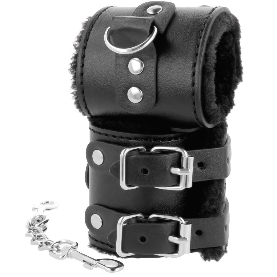 DARKNESS – BLACK ADJUSTABLE LEATHER HANDCUFFS WITH LINING