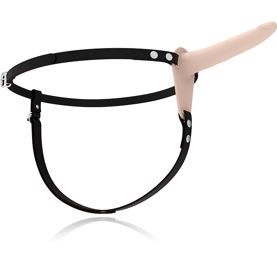 FETISH SUBMISSIVE HARNESS - FLESH SILICONE VIBRATOR 15 CM - Image 3