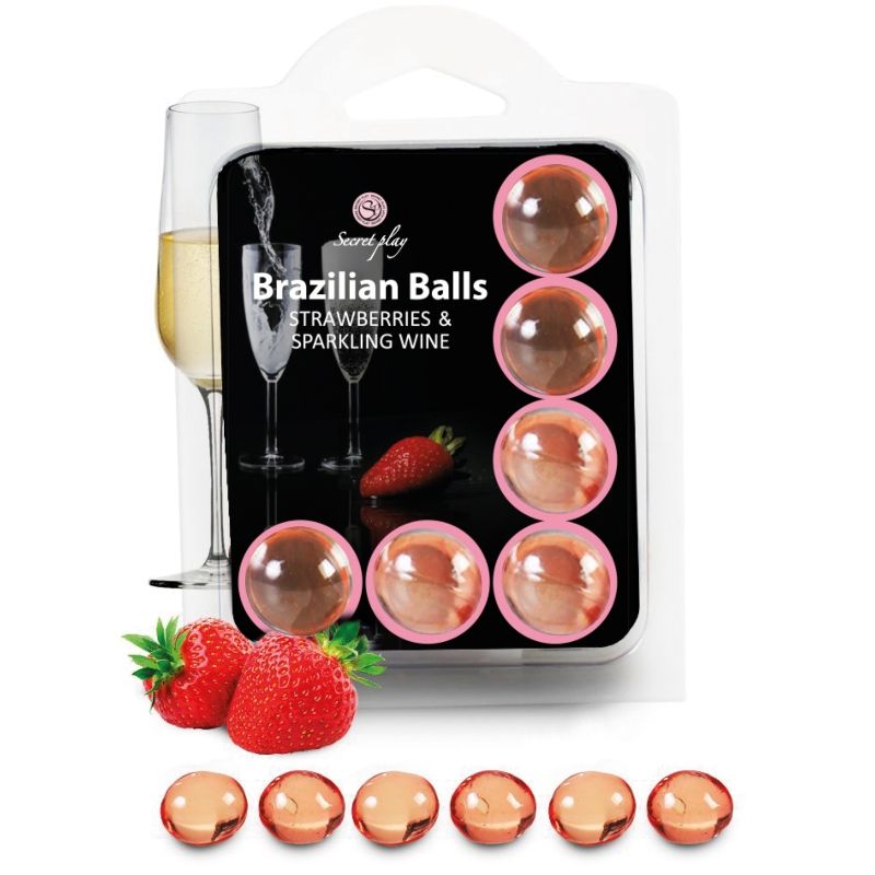 SECRETPLAY – SET 6 BRAZILIANS BALLS STRAWBERRIES WITH CAVA