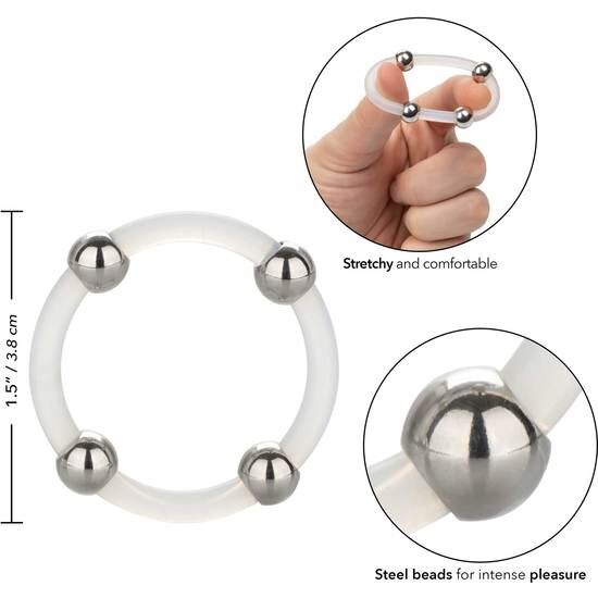 CALEXOTICS – STEEL BEADED SILICONE RING L