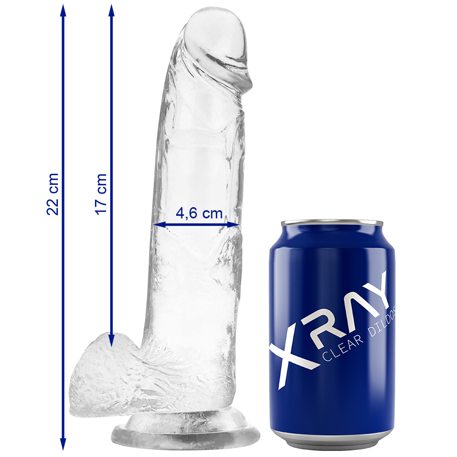 X RAY – CLEAR COCK WITH BALLS 22 CM -O- 4.6 CM