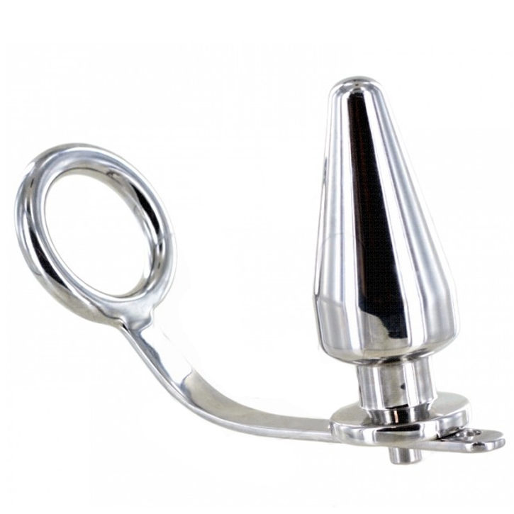 METAL HARD – STEEL RING WITH ANAL PLUG 45 X 50MM