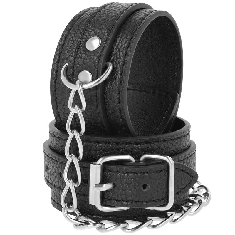 DARKNESS – BLACK TEXTURED LEATHER HANDCUFFS