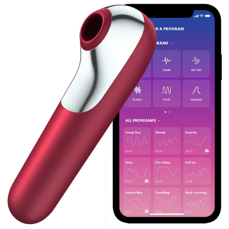 SATISFYER – DUAL LOVE VIBRATOR AND SUCTIONER WITH PULSED AIR RED