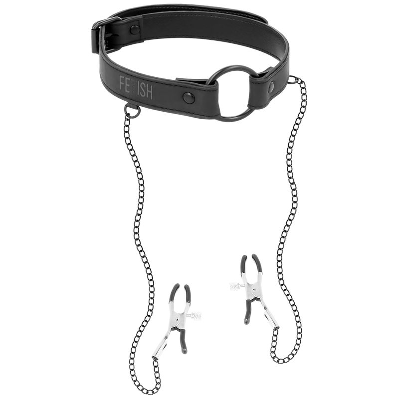 FETISH SUBMISSIVE – GAG RING WITH NIPPLE CLAMPS