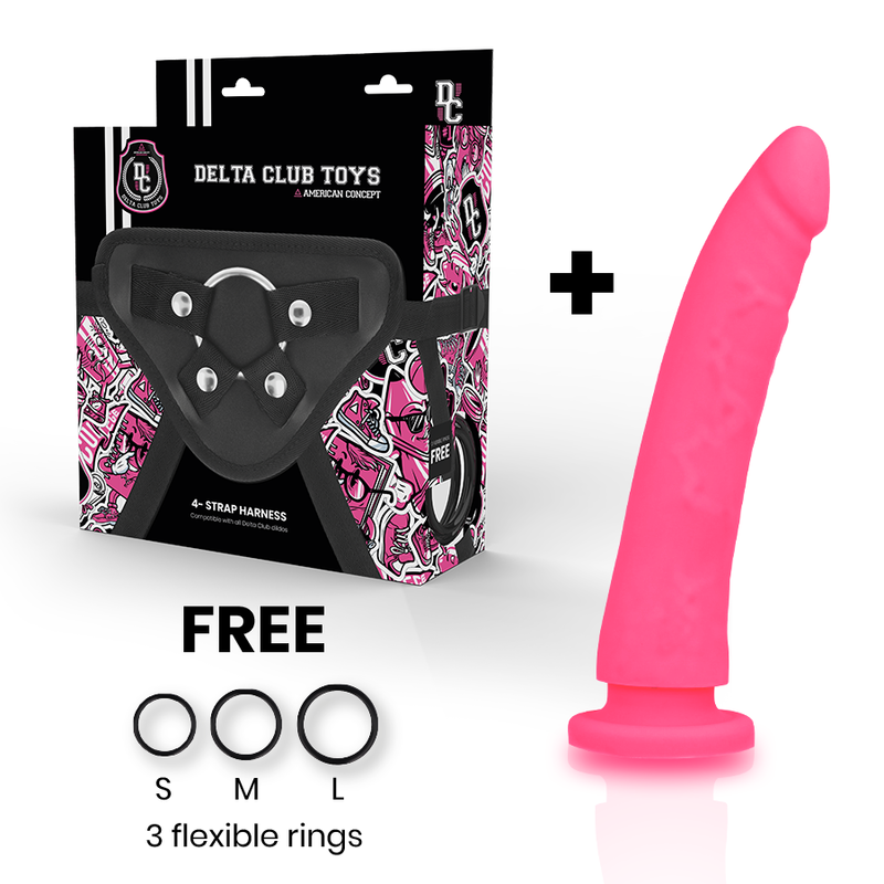 DELTA CLUB – TOYS HARNESS + DONG PINK SILICONE 17 CM -O- 3 CM