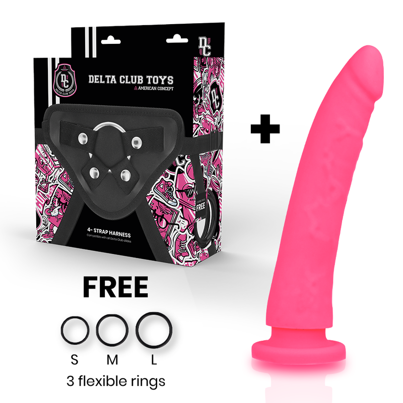 DELTA CLUB – TOYS HARNESS + DONG PINK SILICONE 20 CM -O- 4 CM