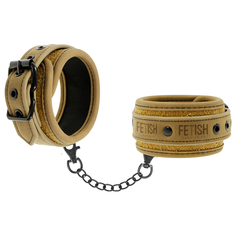 FETISH SUBMISSIVE ORIGEN – VEGAN LEATHER HANDCUFFS WITH NEOPRENE LINING