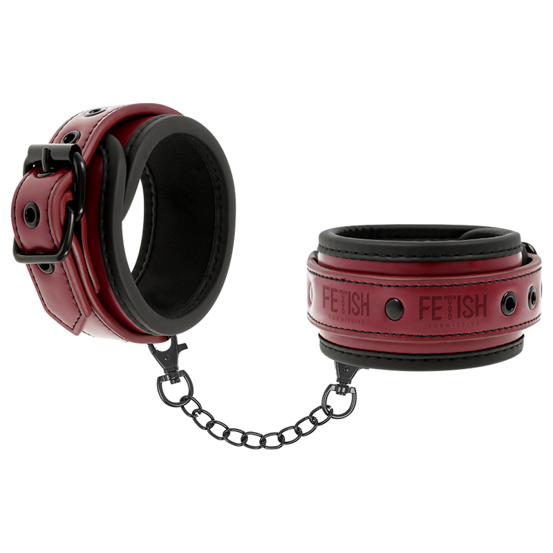 FETISH SUBMISSIVE DARK ROOM – VEGAN LEATHER HANDCUFFS WITH NEOPRENE LINING