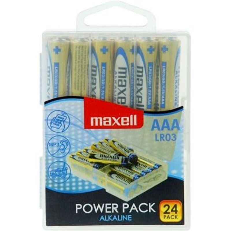 MAXELL – ALKALINE BATTERY AAA LR03 PACK * 24 BATTERIES